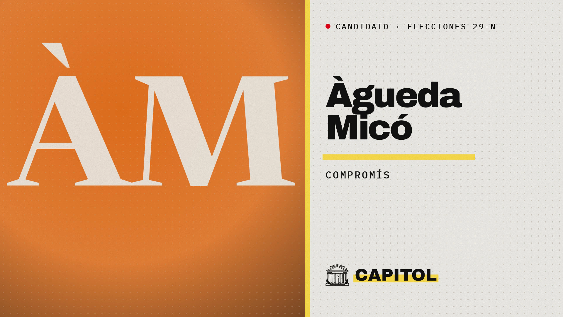 Portada de la ficha de Àgueda Micó, candidata de Compromís-Front Valencià por Valencia a las elecciones generales del 29 de noviembre de 2026