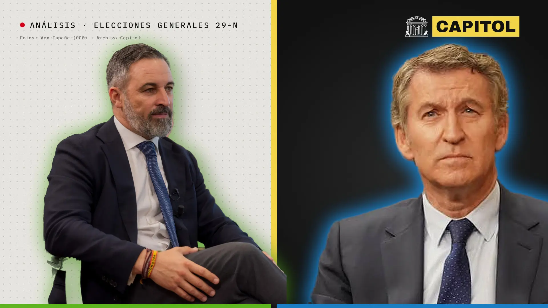 Portada de Capitol con Santiago Abascal y Alberto Núñez Feijóo, análisis de los escaños de Castilla-La Mancha en las elecciones generales del 29-N