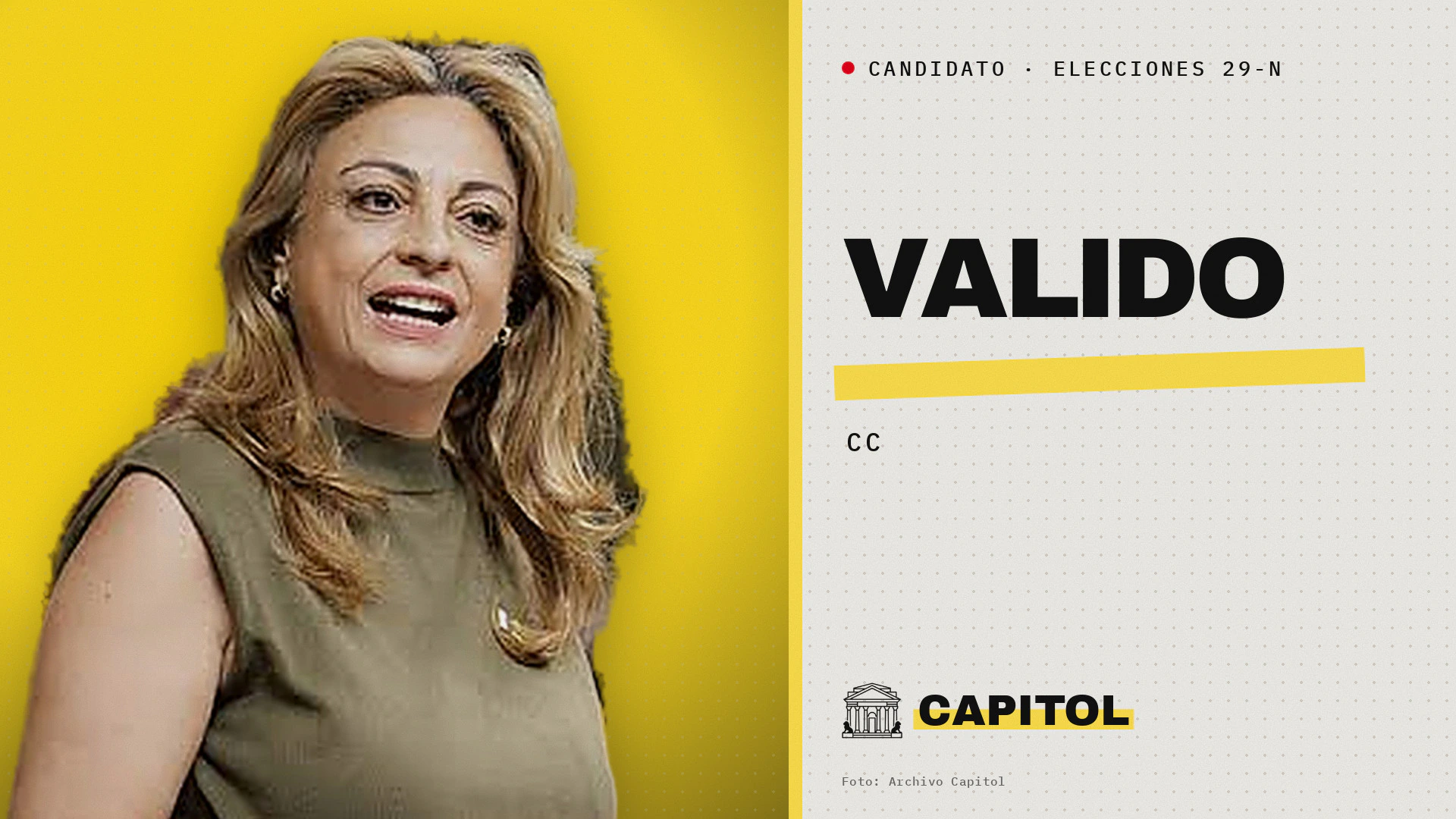 Retrato de Cristina Valido, candidata de Coalición Canaria por Santa Cruz de Tenerife a las elecciones generales del 29 de noviembre de 2026
