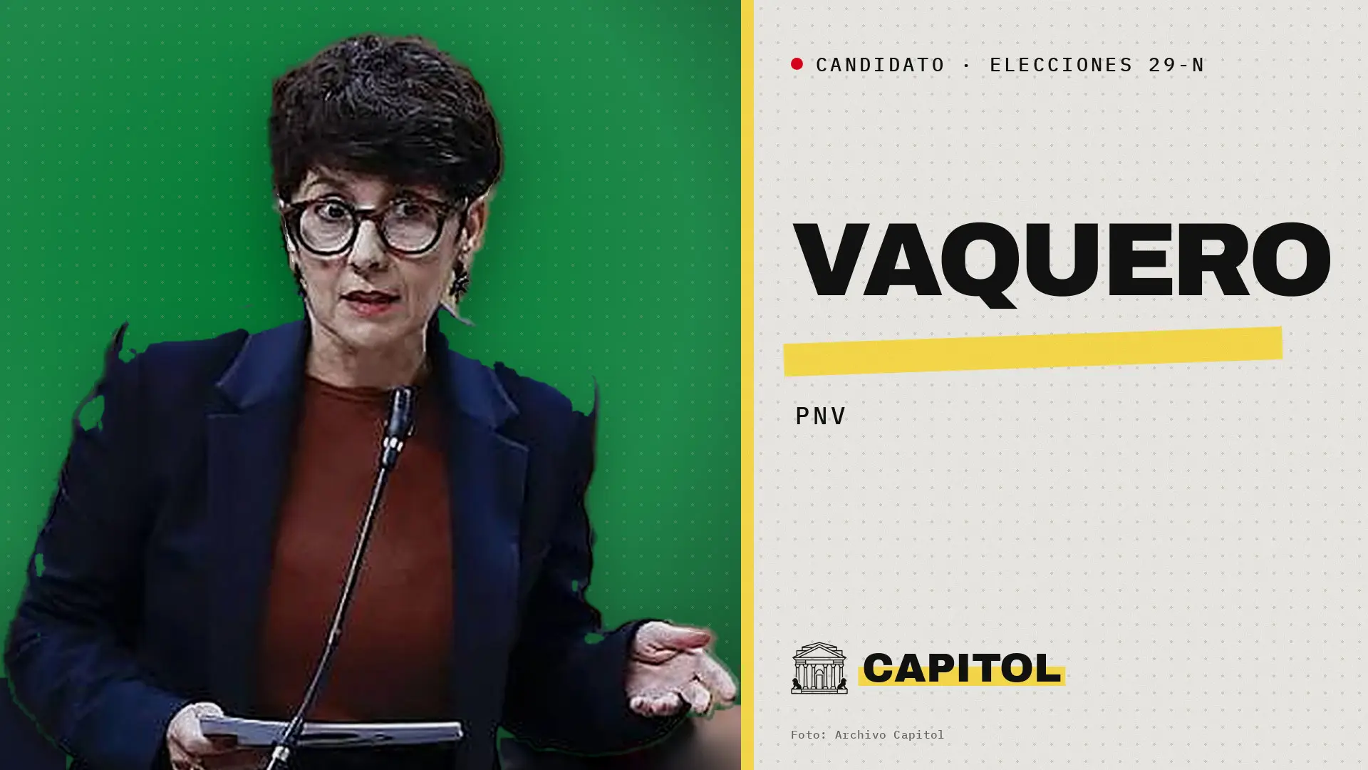 Retrato de Maribel Vaquero, candidata del PNV por Gipuzkoa a las elecciones generales del 29 de noviembre de 2026