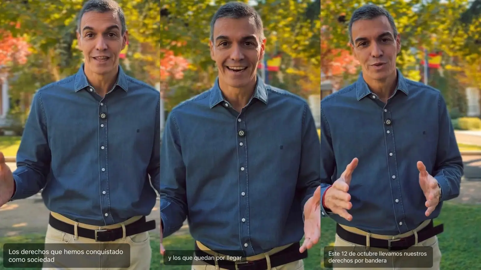 Pedro Sánchez publica vídeo electoralista el 12 de octubre