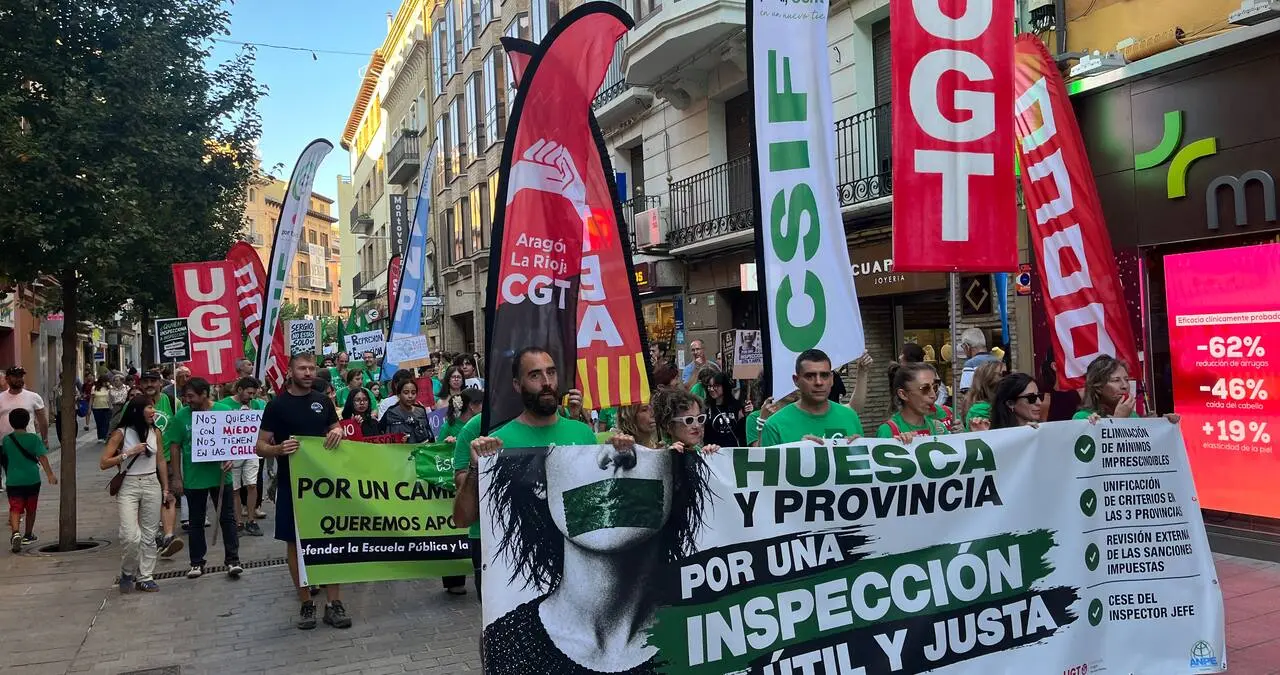 Manifestación en Huesca contra la inspección educativa el pasado 14 de octubre