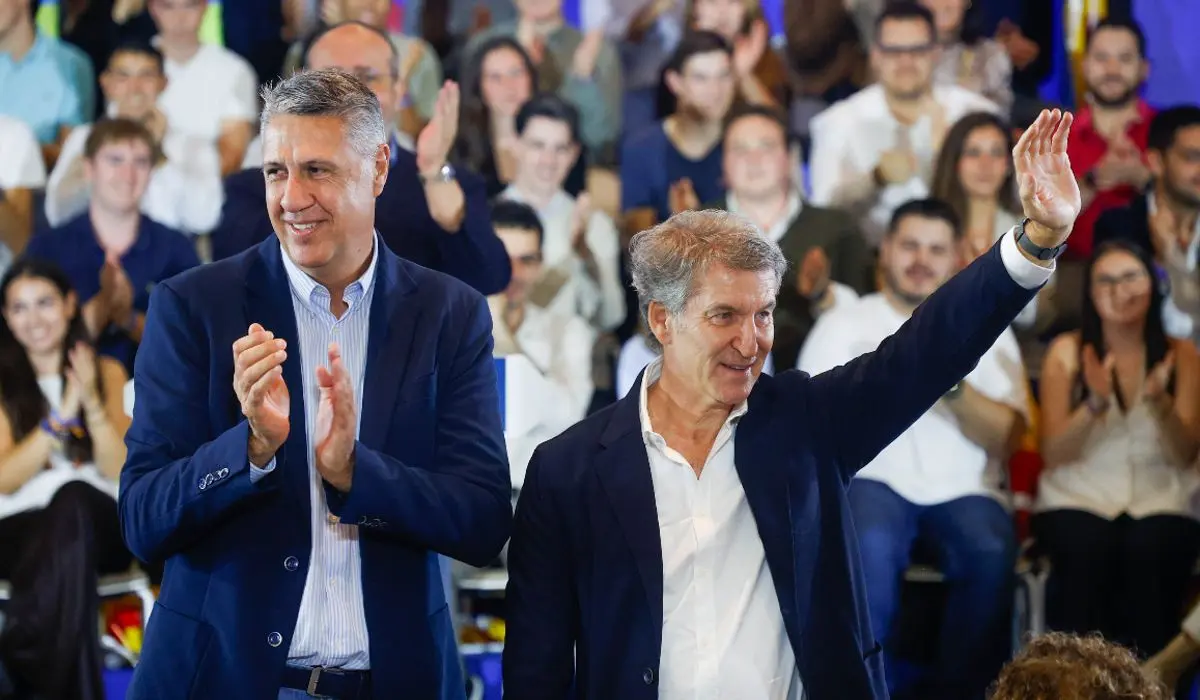 Xavier García Albiol y Alberto Núñez Feijóo, en el mitin de este domingo