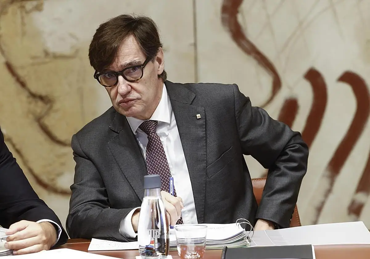 El presidente de la Generalitat de Cataluña, Salvador Illa, durante la reunión semanal de Govern. El presidente de la General