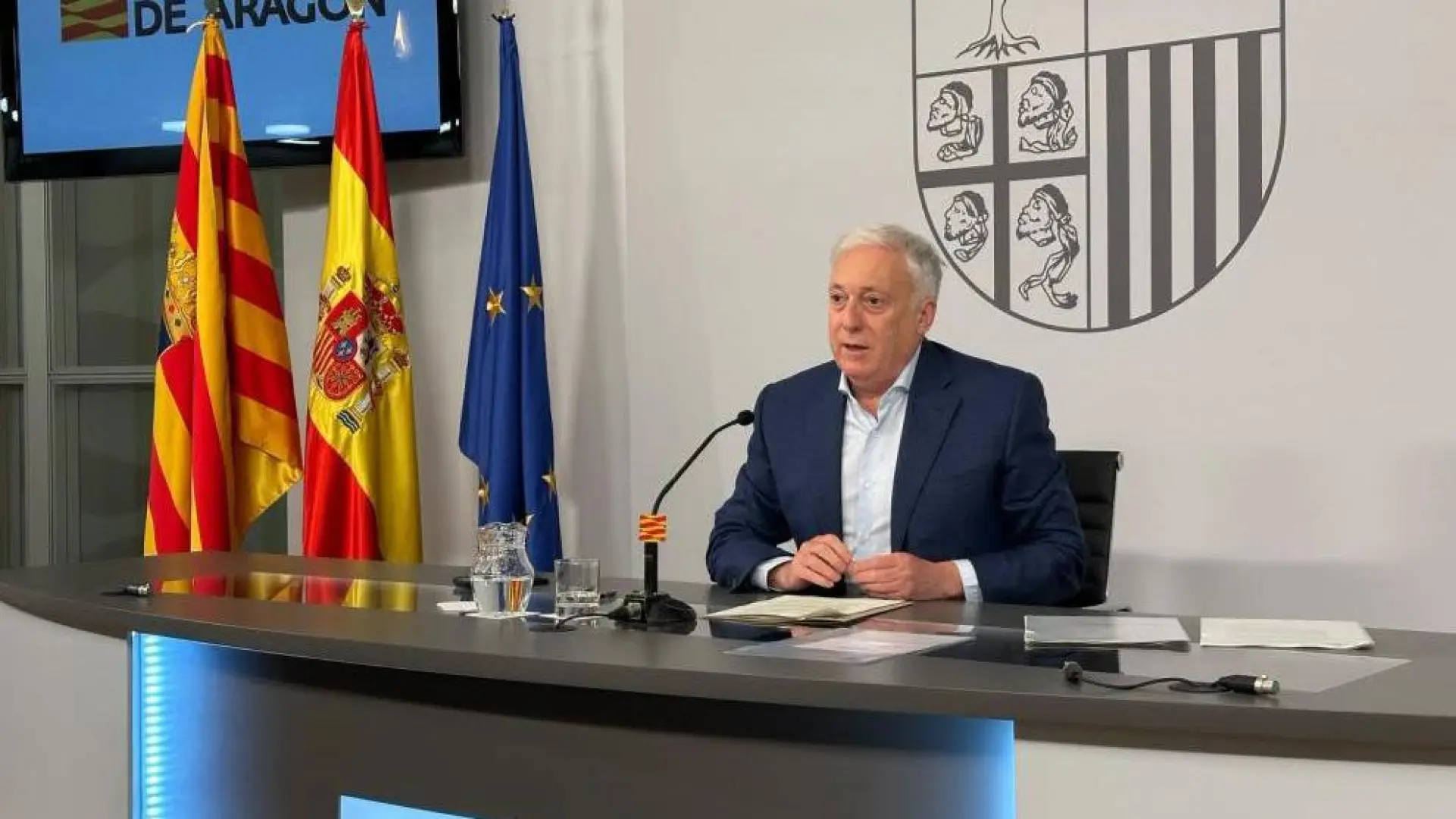 El consejero Octavio López durante la rueda de prensa de este miércoles tras el Consejo de Gobierno de la DGA