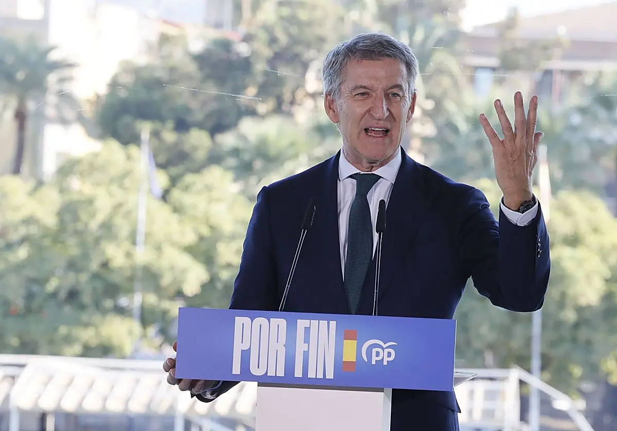 Alberto Núñez Feijóo este miércoles en Sevilla. Alberto Núñez Feijóo este miércoles en Sevilla. (EFE)