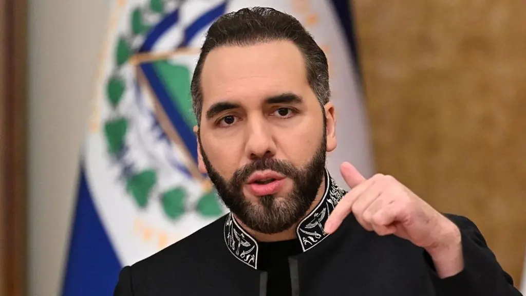 Una foto de Nayib Bukele en el Palacio Presidencial de San Salvador, El Salvador, el 16 de octubre de 2026. (Foto: MARVIN REC