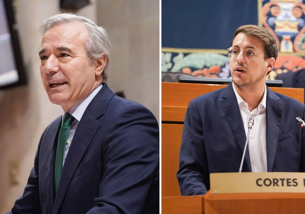 Jorge Azcón y Jorge Pueyo, en las Cortes de Aragón / Cadena SER
