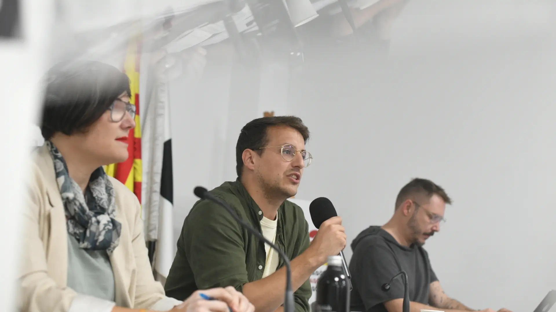 El presidente de CHA, Jorge Pueyo, en el Comité Nazional del partido que ha aprobado este miércoles la apertura de negociacio