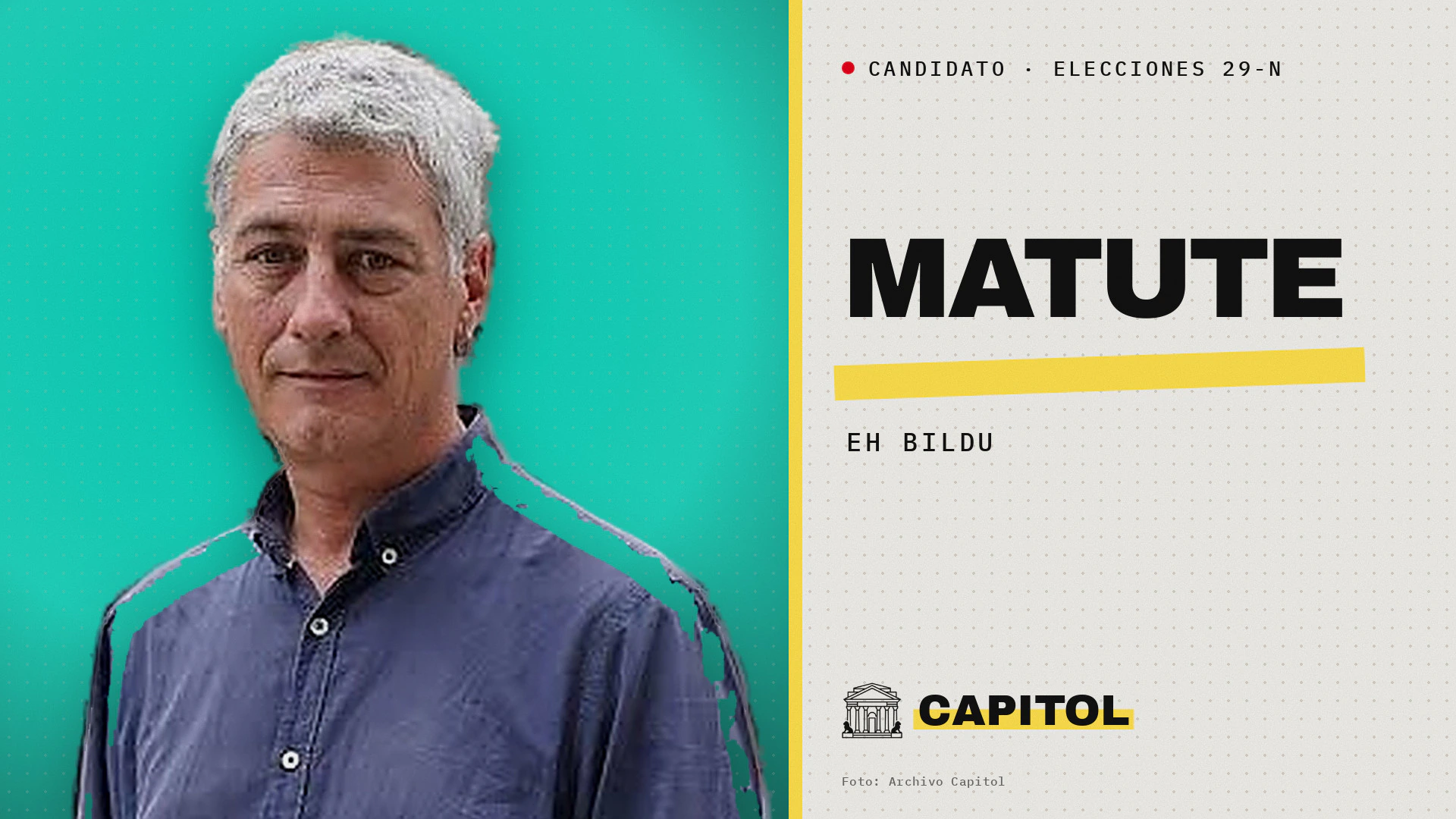 Retrato de Oskar Matute, candidato de EH Bildu por Bizkaia a las elecciones generales del 29 de noviembre de 2026