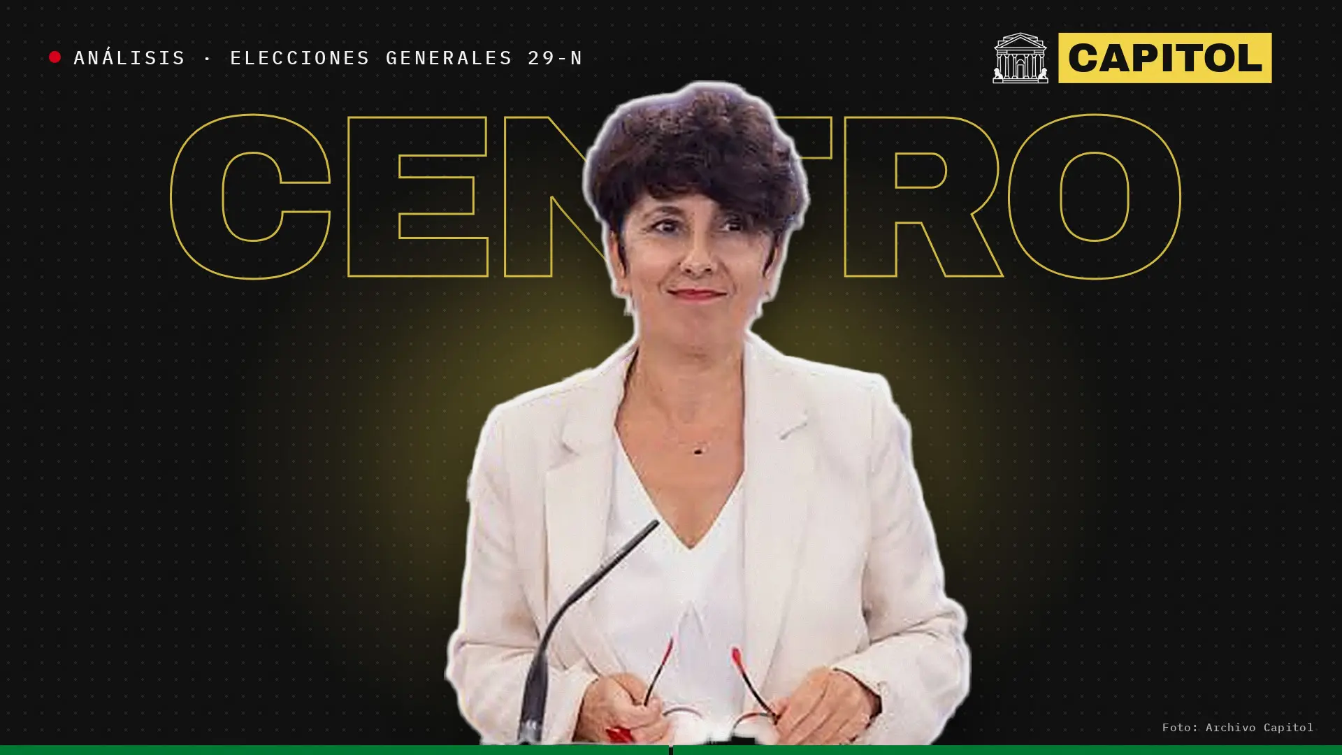 Portada de Capitol con Maribel Vaquero, candidata del PNV, sobre la palabra Centro