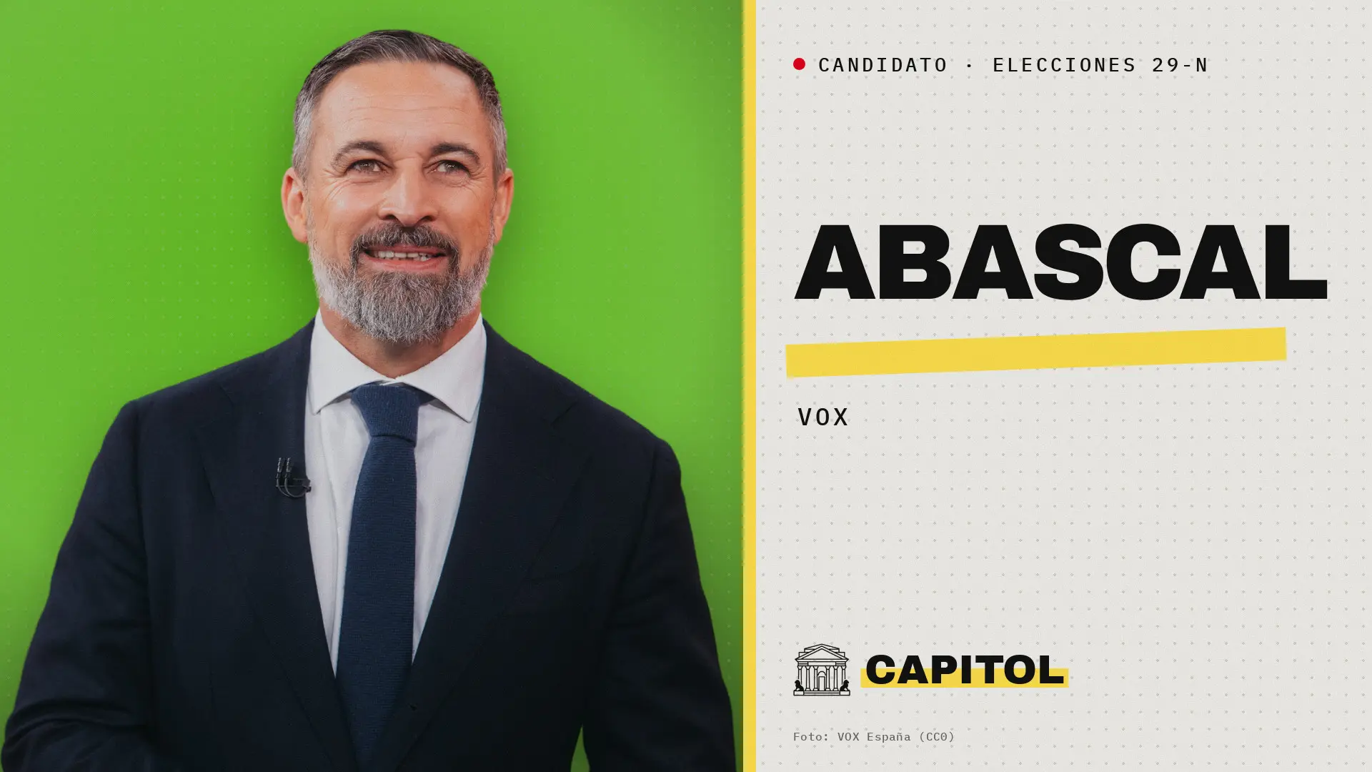 Retrato de Santiago Abascal, candidato de Vox a las elecciones generales del 29 de noviembre de 2026